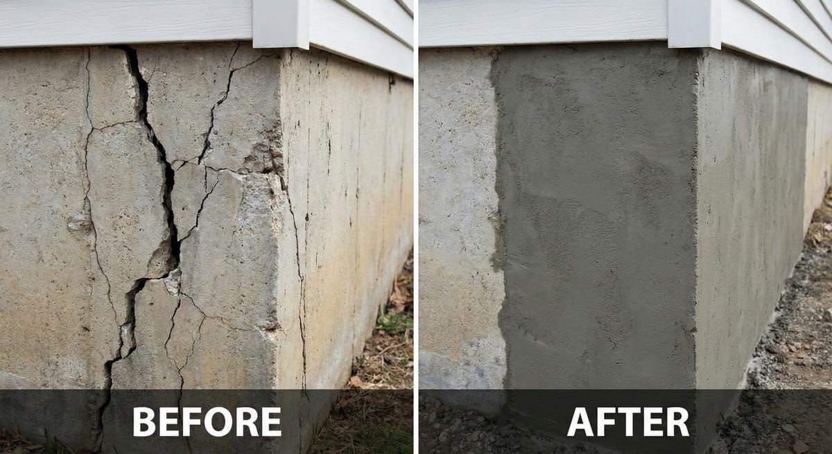 Before and after foundation repair - professional results